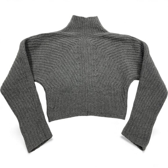 THEORY Sculpted Sweater Cropped Airy Wool Cashmere Grey Melange Women's Petite P - Picture 4 of 9